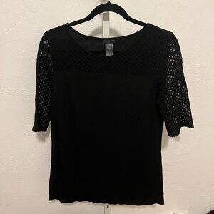 Ann Taylor M elbow length mesh sleeve top.
